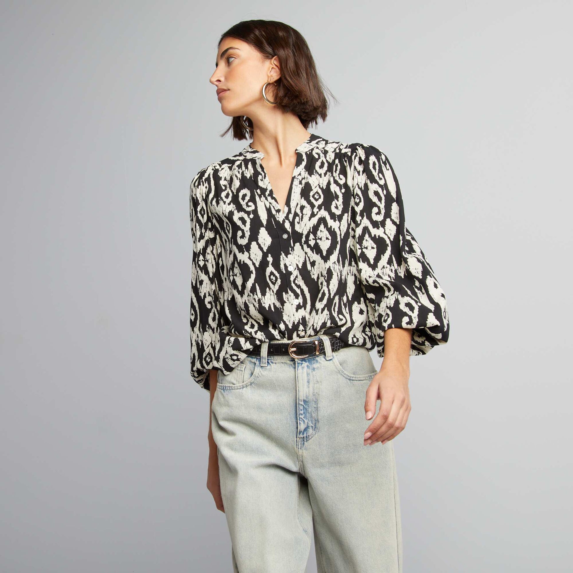 Blouse fluide imprimée NOIR
