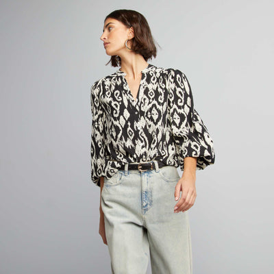 Blouse fluide imprimée NOIR