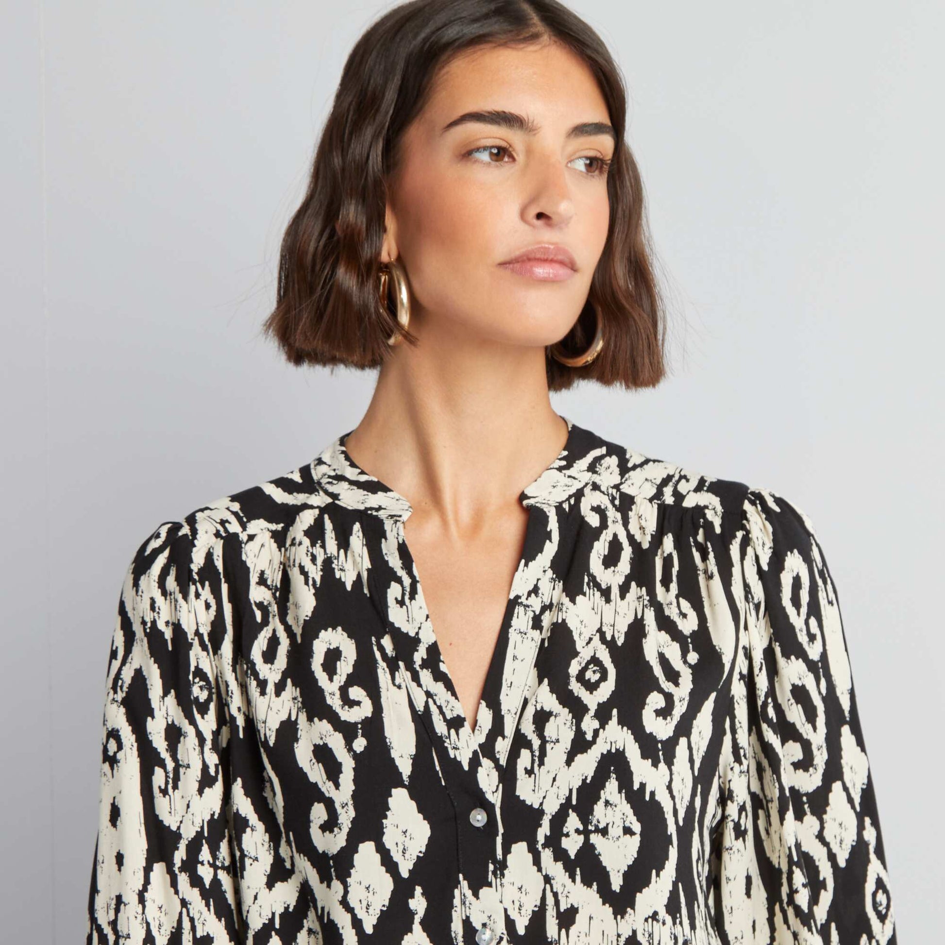 Blouse fluide imprimée NOIR