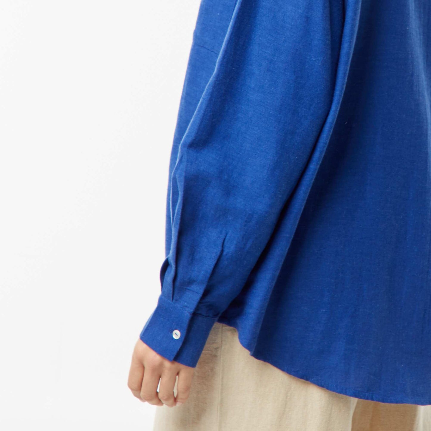 Chemisier long avec poche poitrine avec 20% de lin BLEU