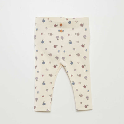 Legging côtelé avec boutons fantaisies Blanc