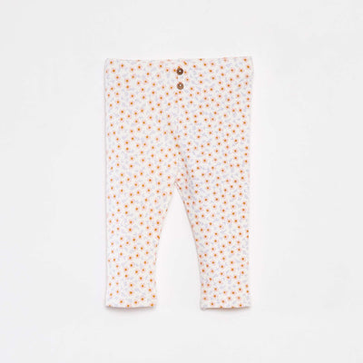 Legging côtelé avec boutons fantaisies ECRU