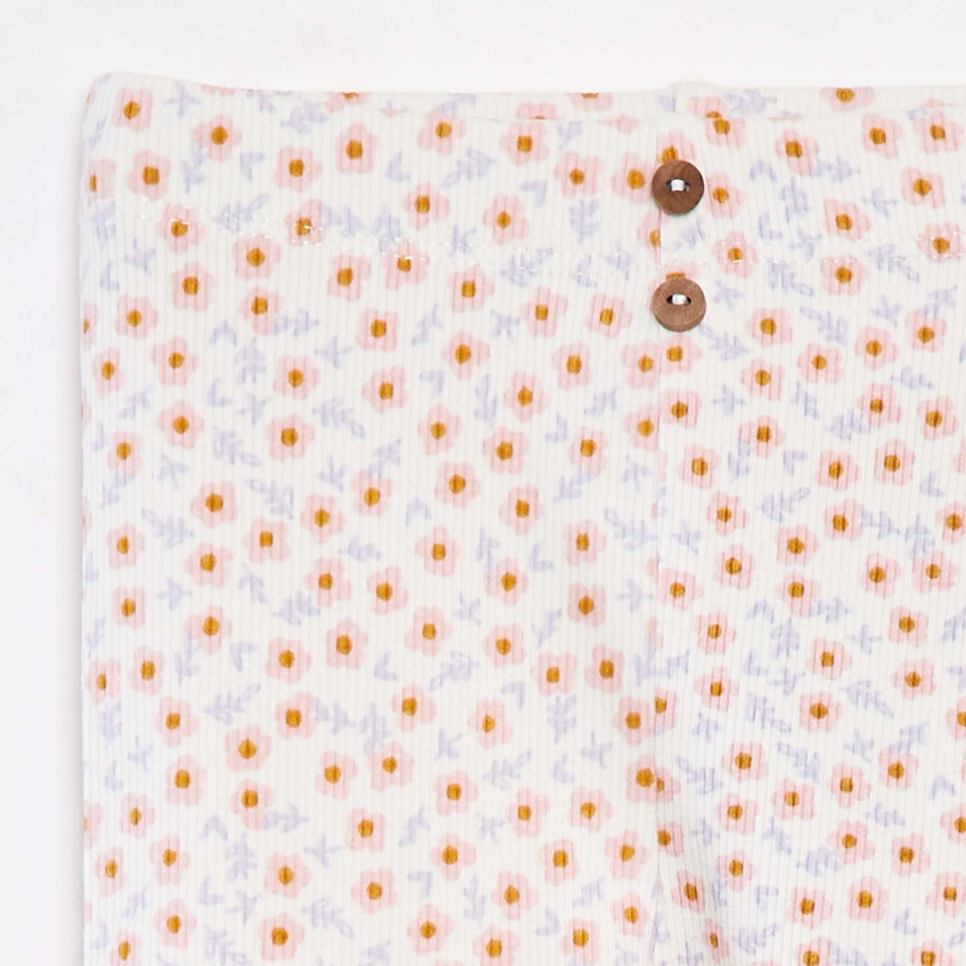 Legging côtelé avec boutons fantaisies ECRU