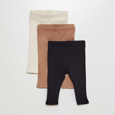 Lot de 3 leggings côtelés NOIR/MARRON/BEIGE
