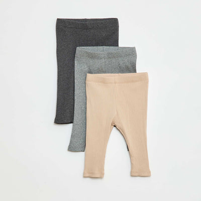 Lot de 3 leggings côtelés BEIGE