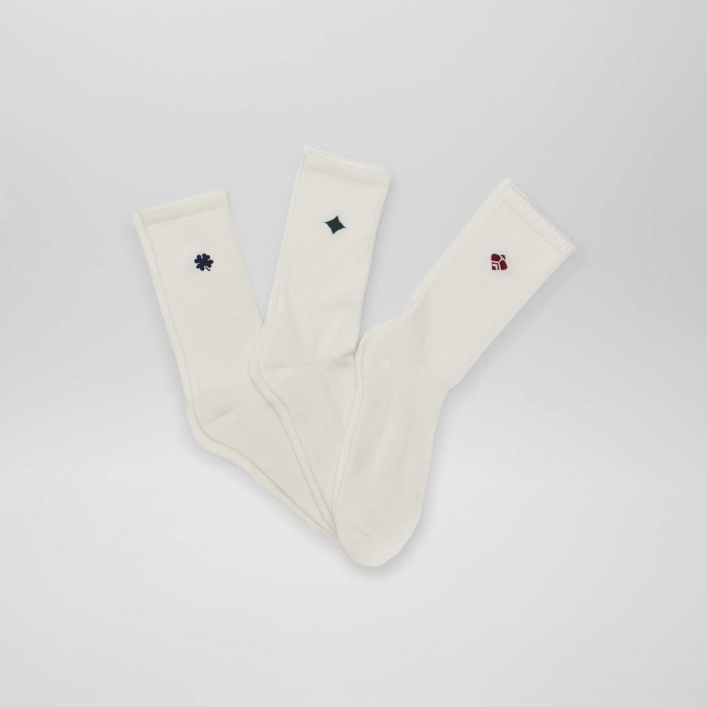 Chaussettes hautes en maille - Lot de 3 Blanc