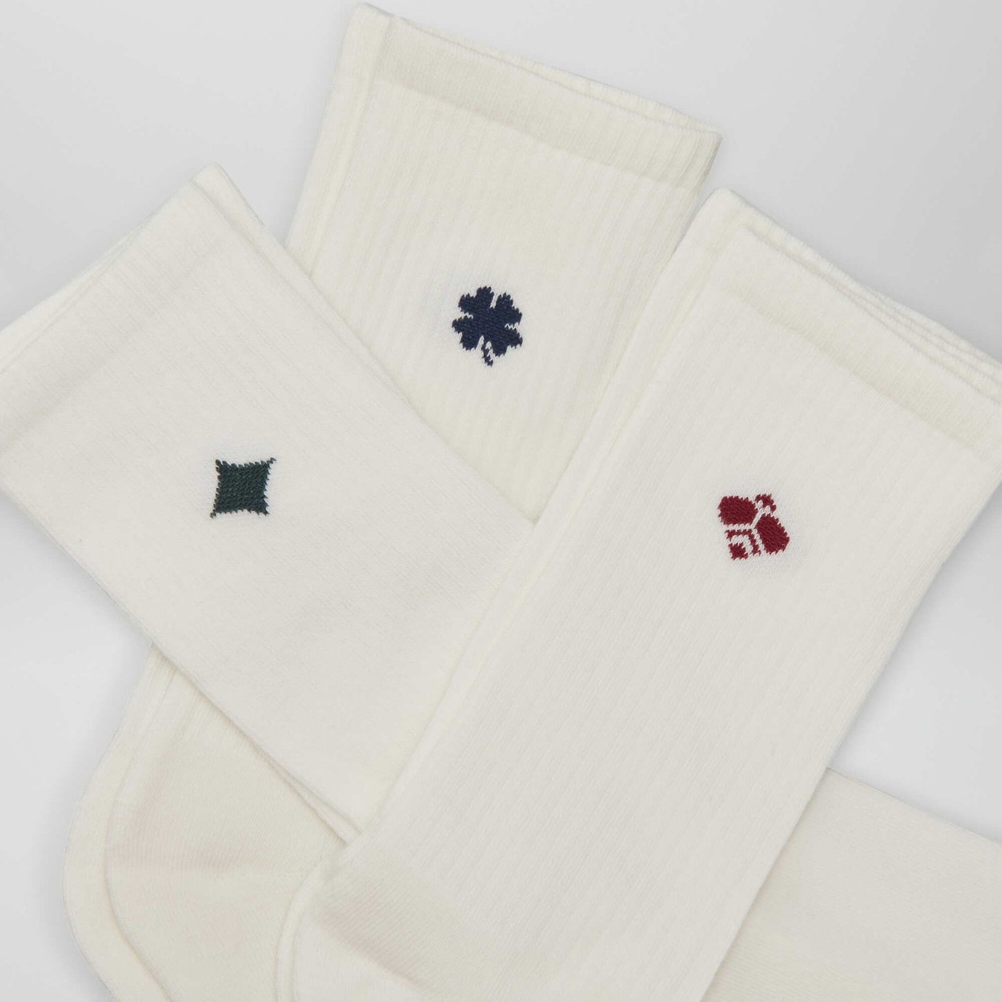 Chaussettes hautes en maille - Lot de 3 Blanc