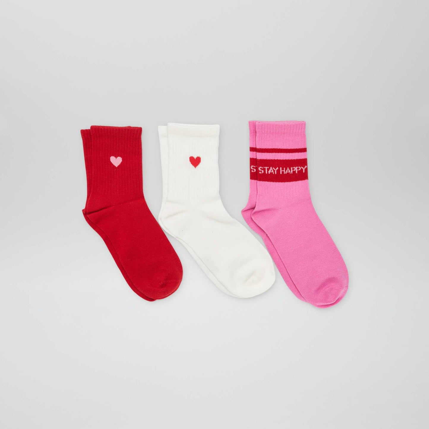 Lot de 3 chaussettes fantaisies de type sport Rouge