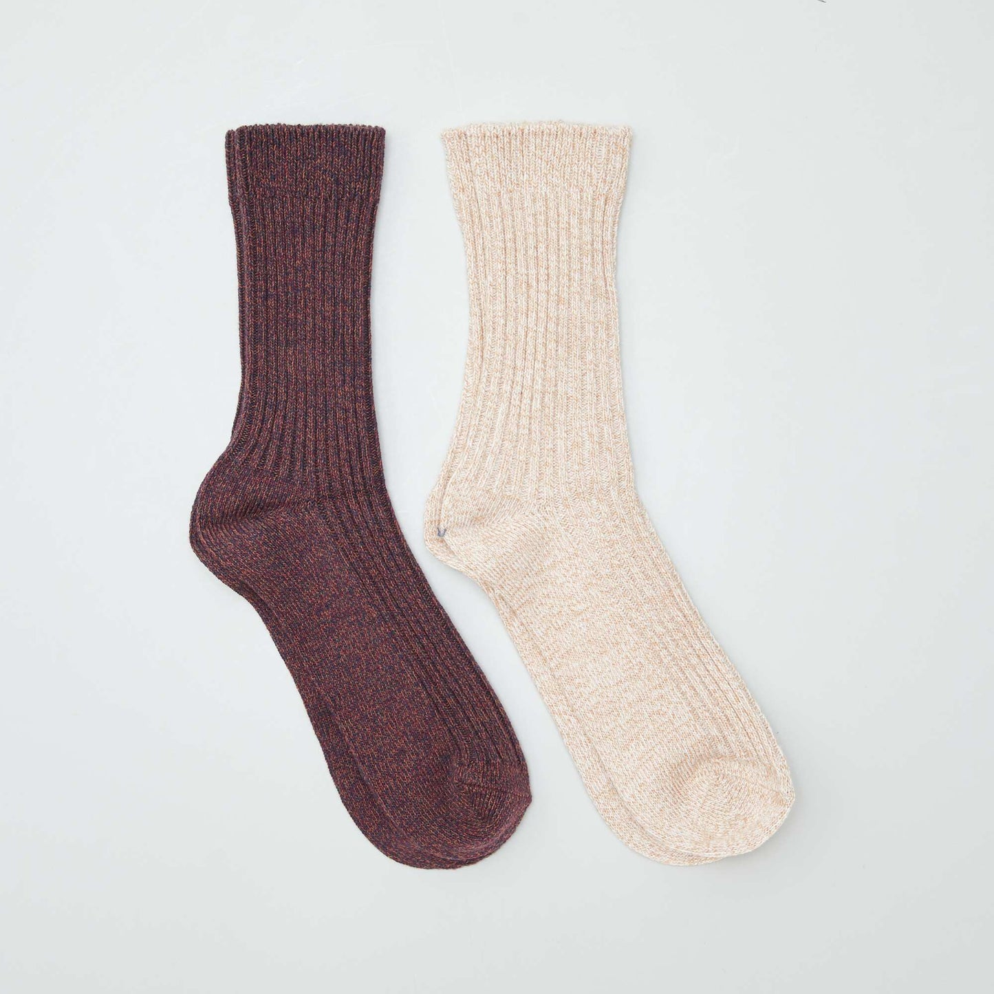 Lot de 2 chaussettes en tricot Beige/rouge