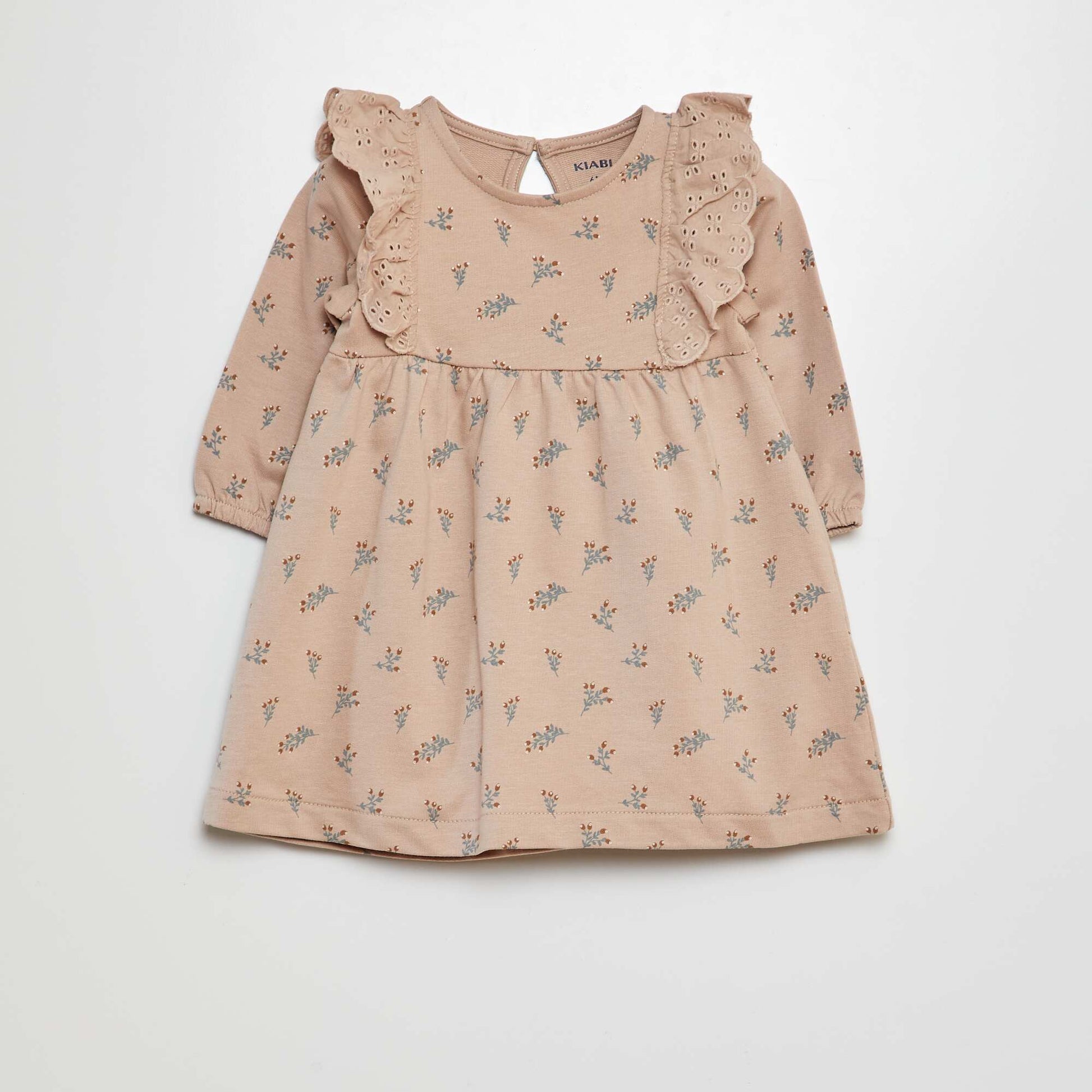 Robe avec volants en broderies anglaises Beige