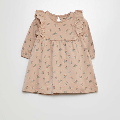 Robe avec volants en broderies anglaises Beige