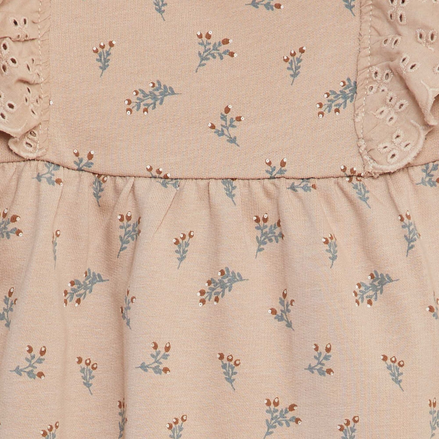 Robe avec volants en broderies anglaises Beige