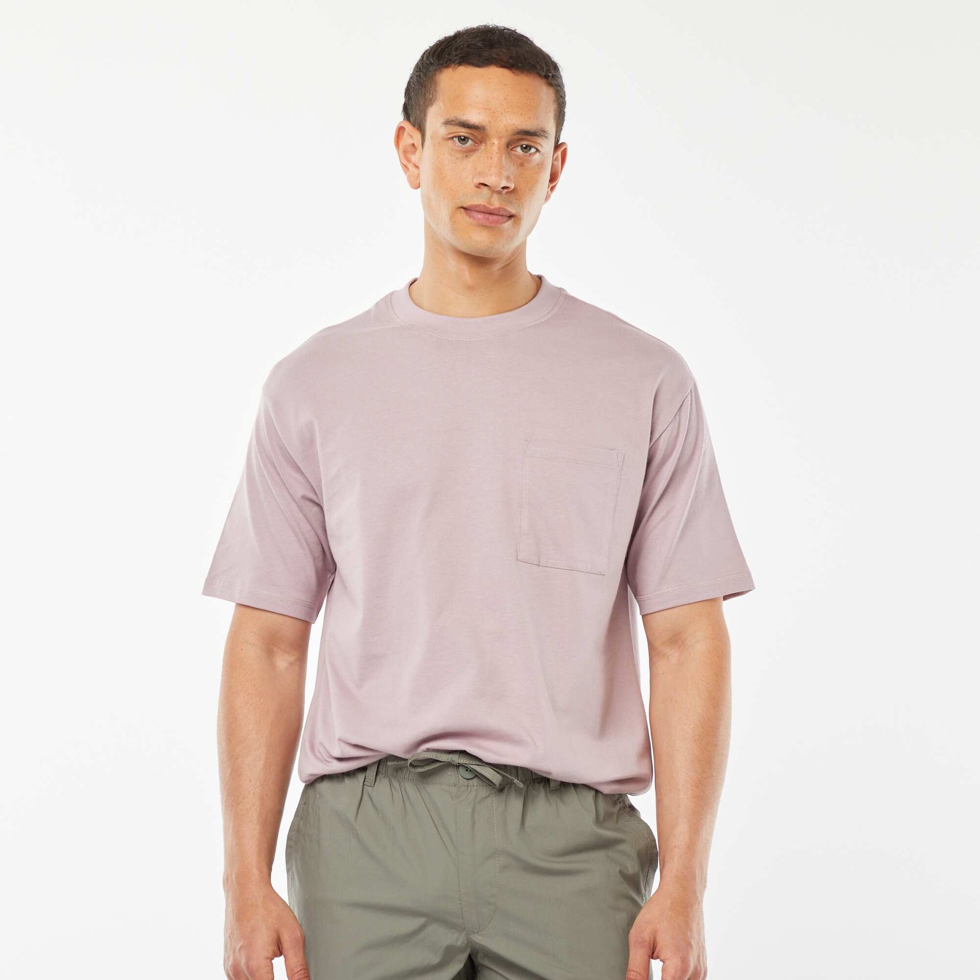 T-shirt uni avec poche poitrine VIOLET