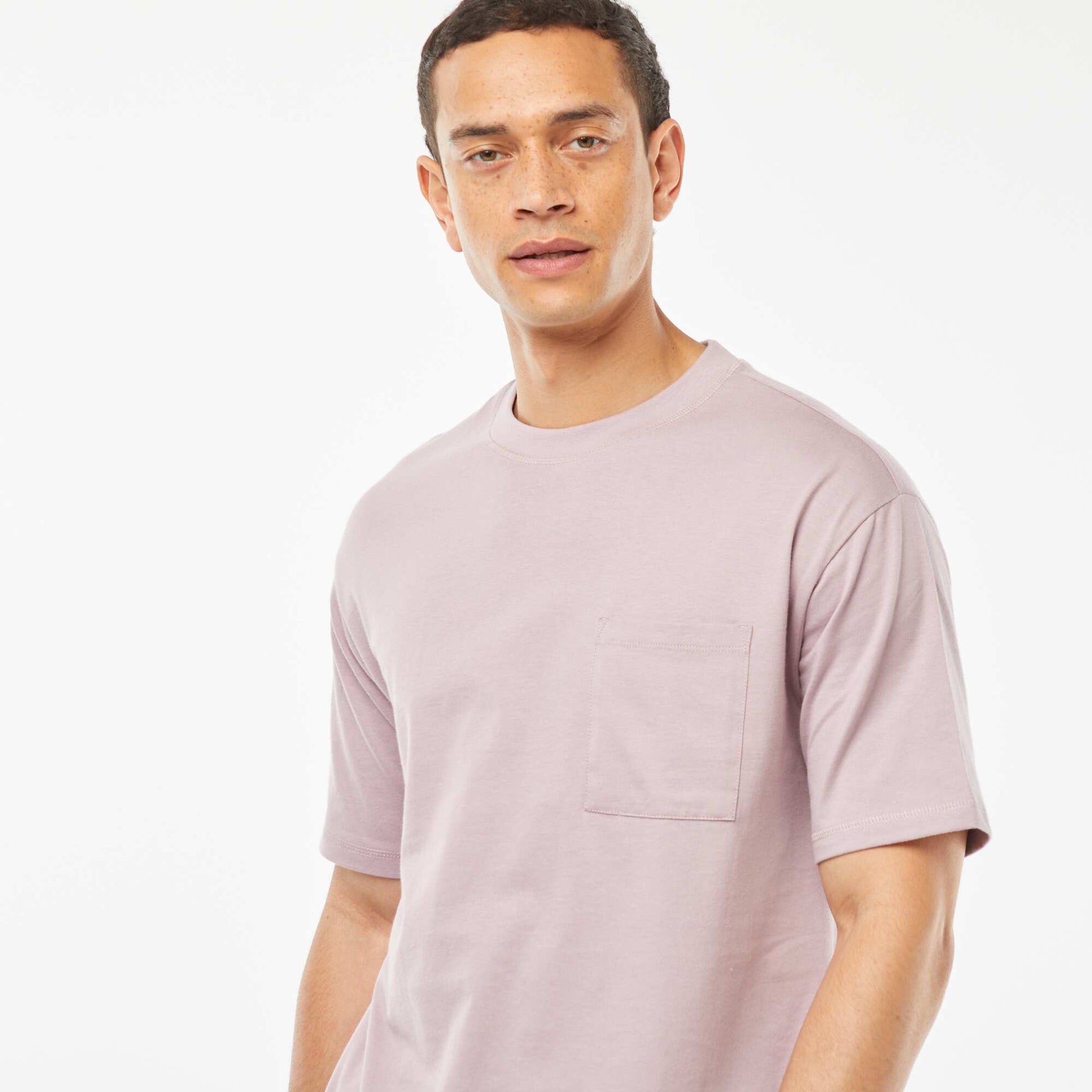 T-shirt uni avec poche poitrine VIOLET