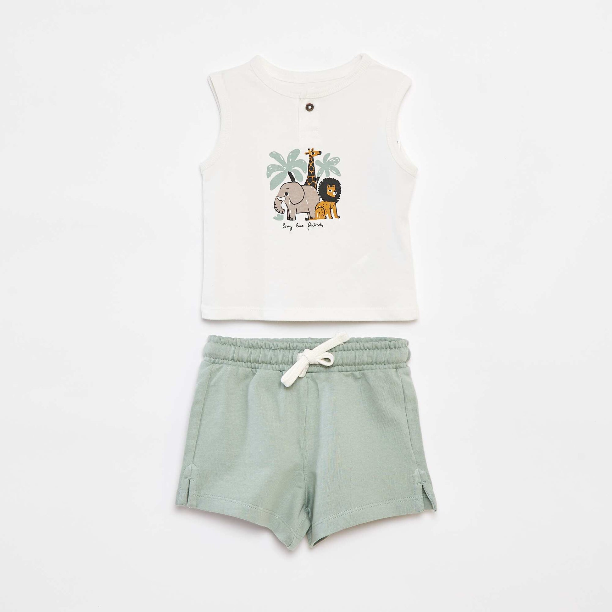 Ensemble t-shirt sans manches + short - 2 pièces BLANC