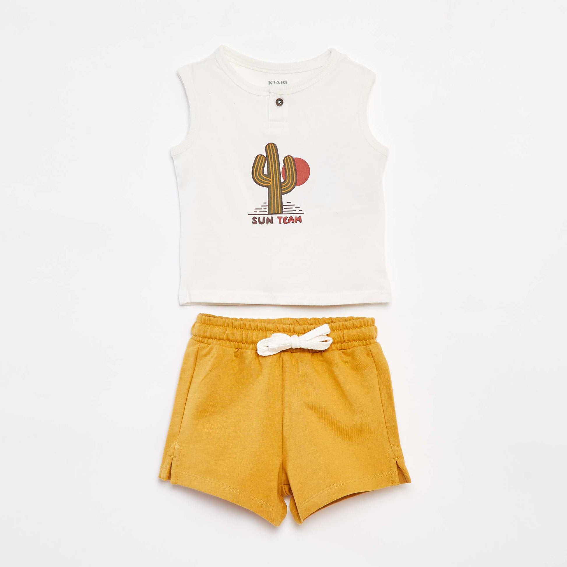Ensemble t-shirt sans manches + short - 2 pièces BLANC