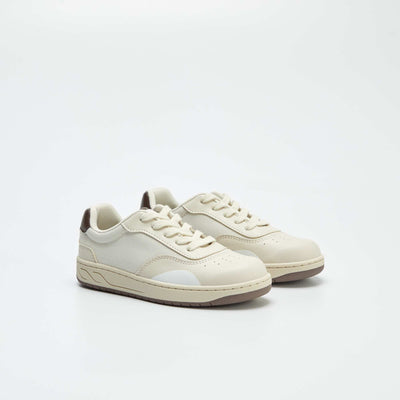 Baskets basses à lacets beige