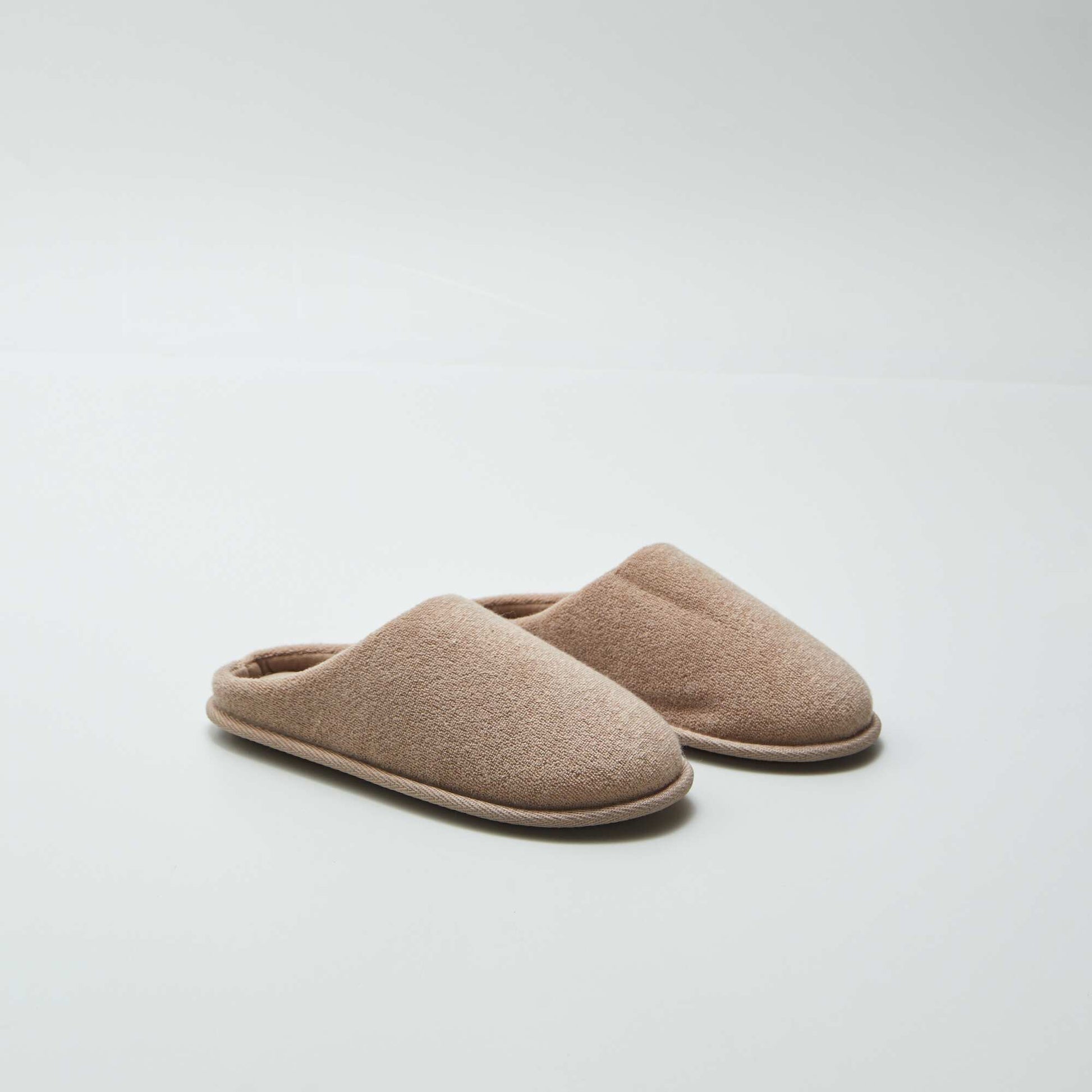 Chaussons mules en maille bouclette Beige