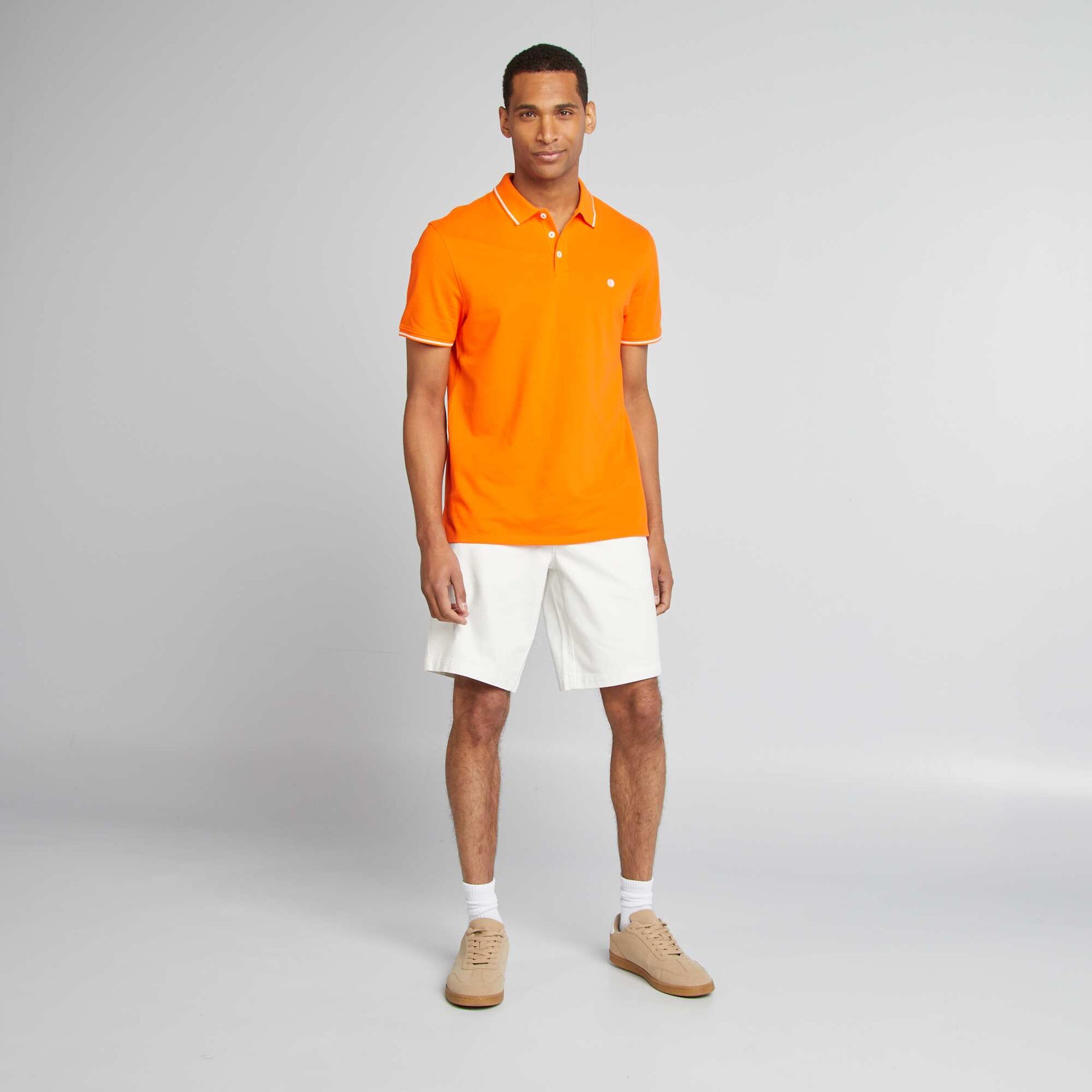 Polo uni en piqué de coton manches courtes ORANGE