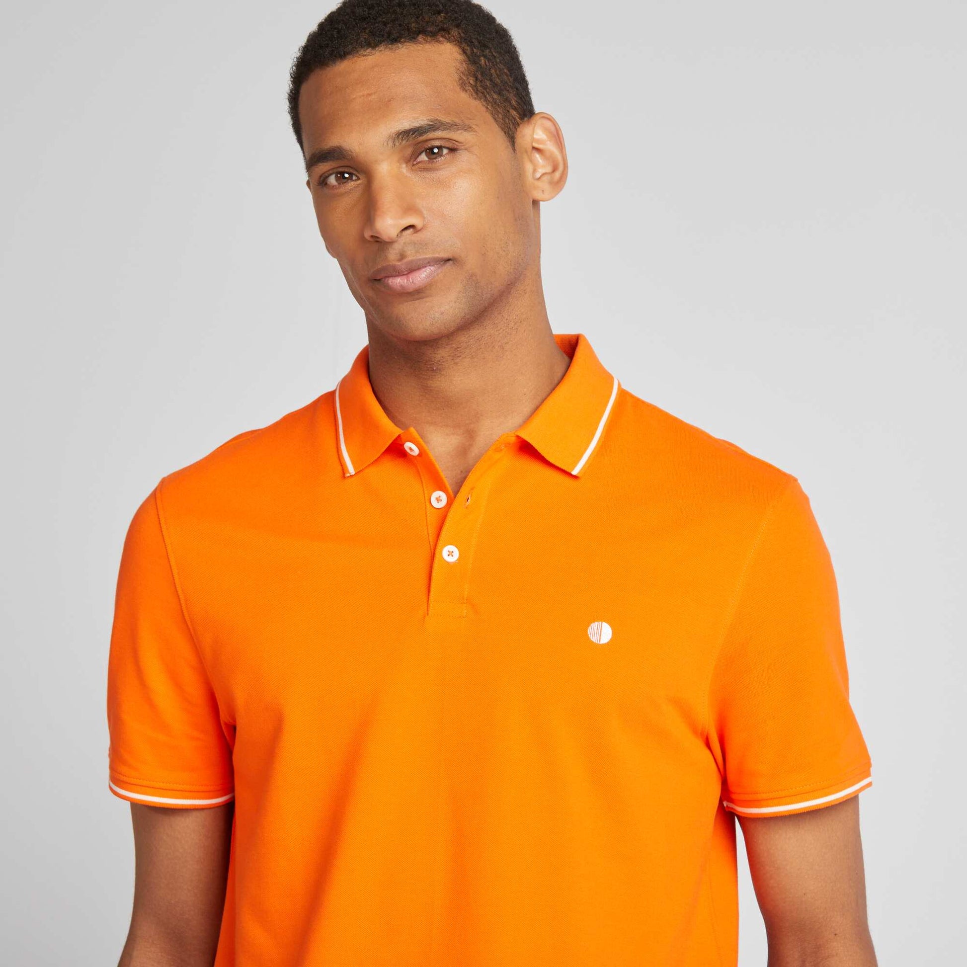 Polo uni en piqué de coton manches courtes ORANGE