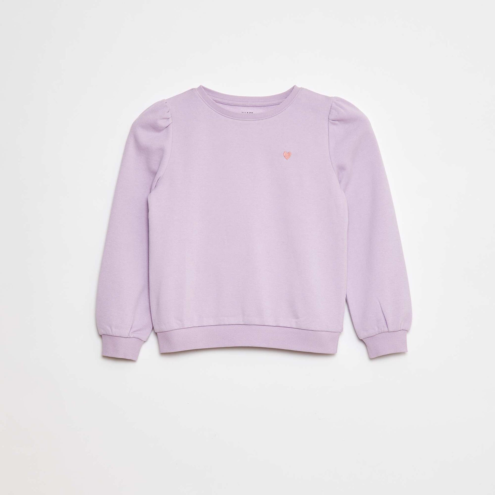 Sweat en molleton avec broderie et fronces aux épaules VIOLET