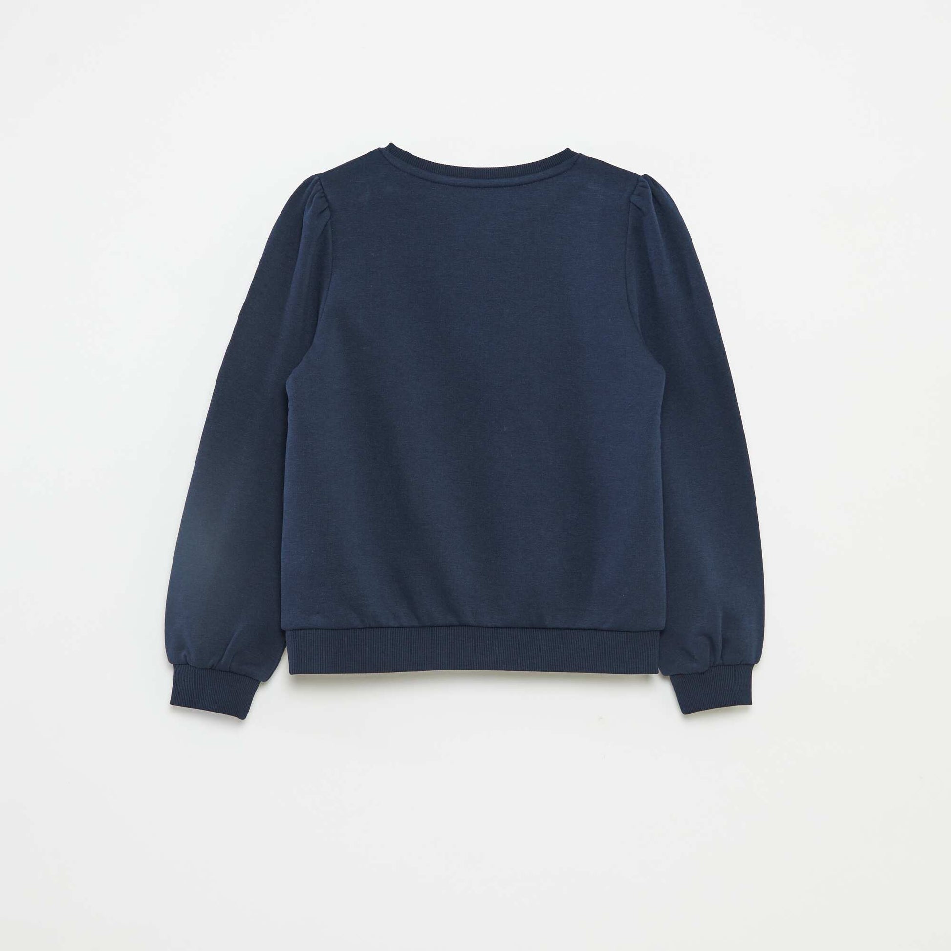 Sweat en molleton avec broderie et fronces aux épaules BLEU