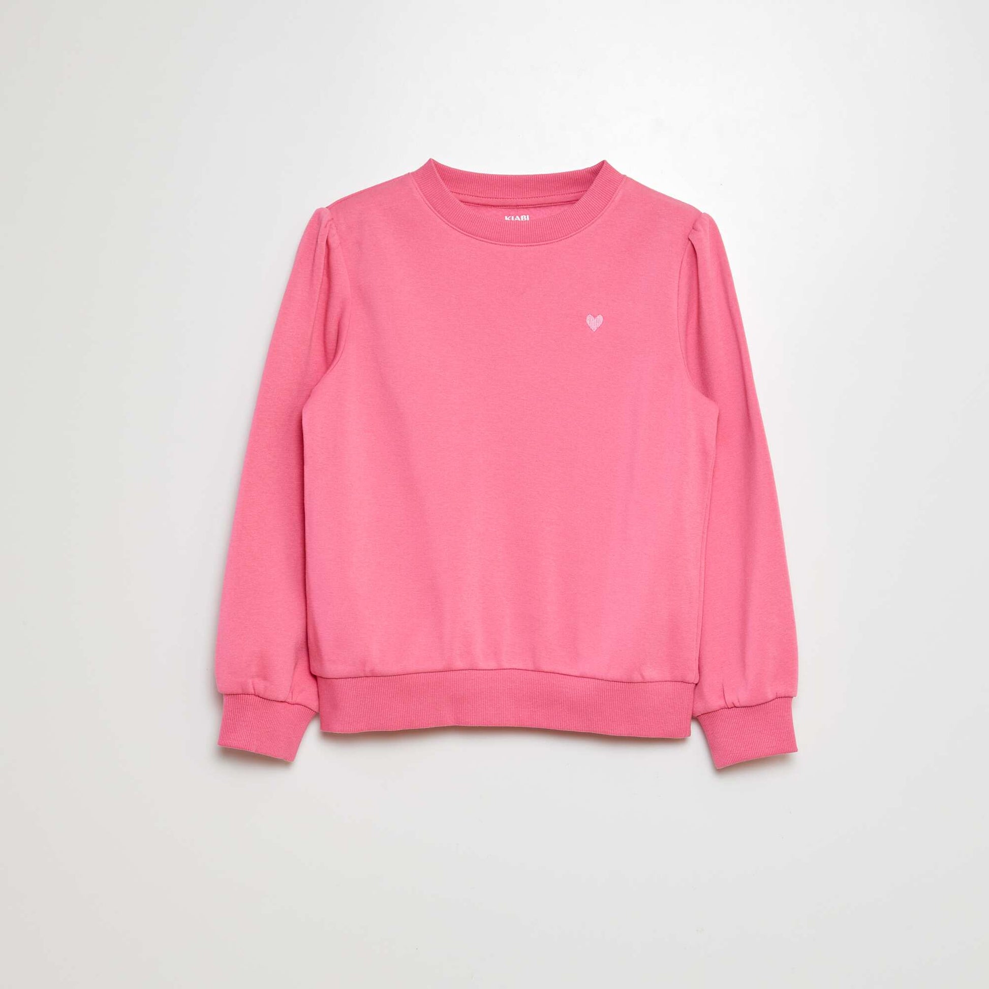 Sweat en molleton avec broderie et fronces aux épaules ROSE