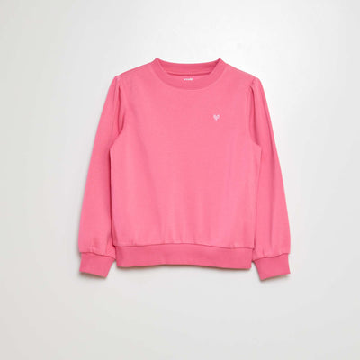 Sweat en molleton avec broderie et fronces aux épaules ROSE
