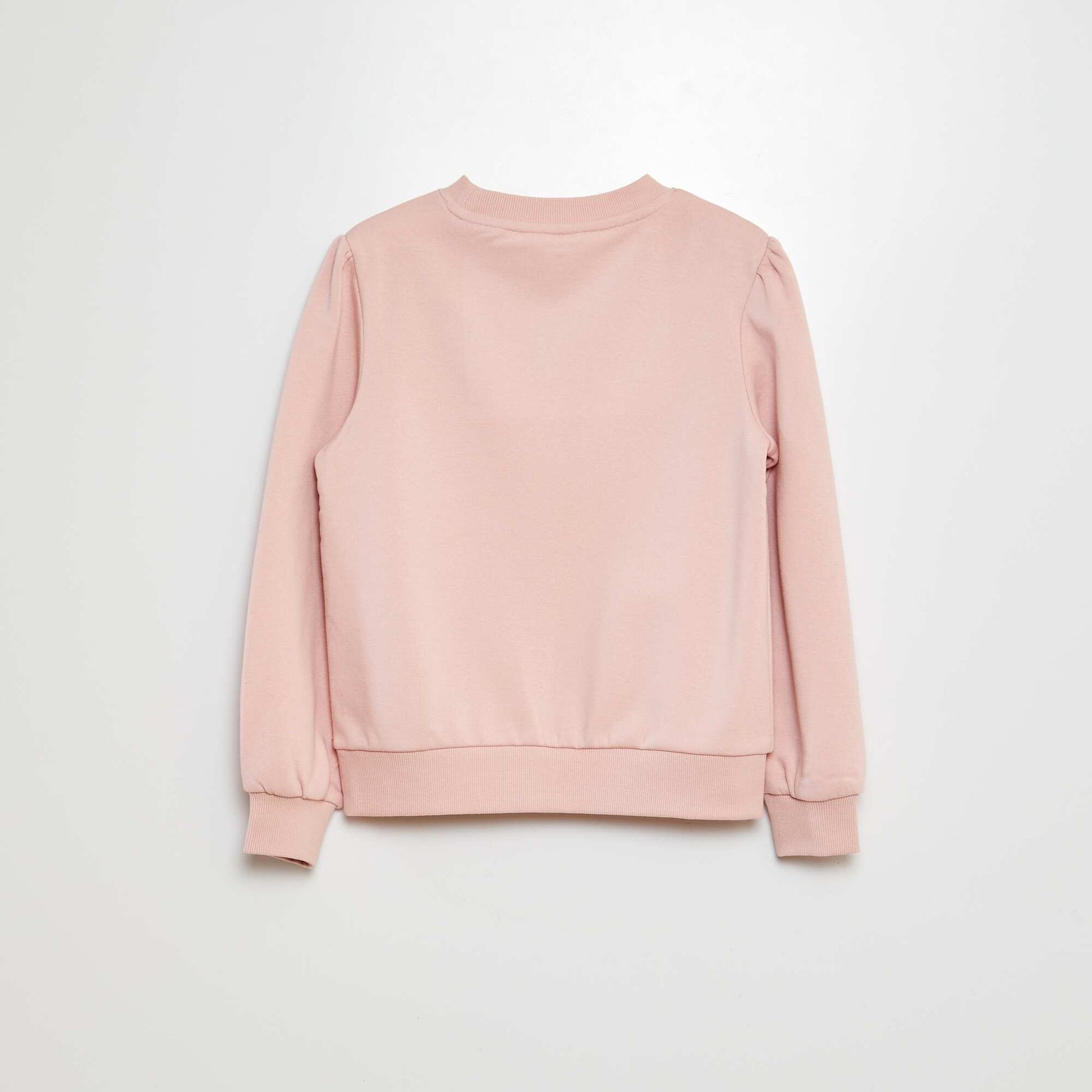 Sweat en molleton avec broderie et fronces aux épaules ROSE