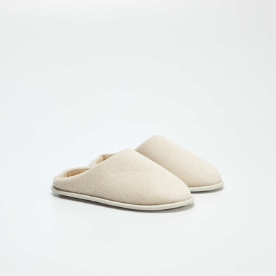 Chaussons mules unis Beige