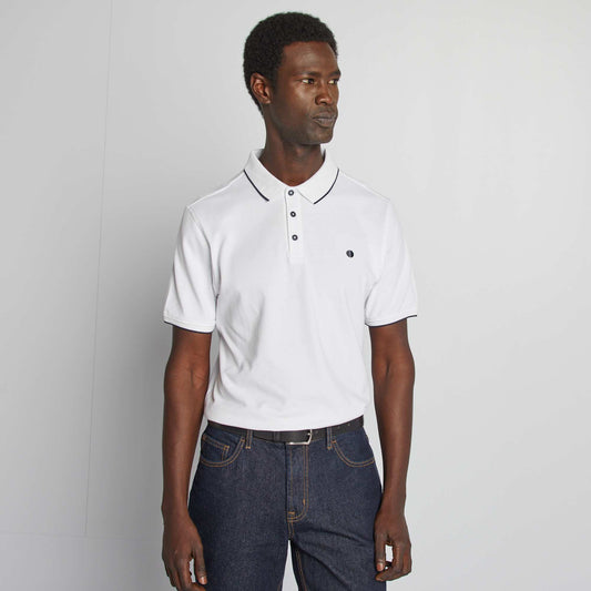 Polo en piqué de coton BLANC