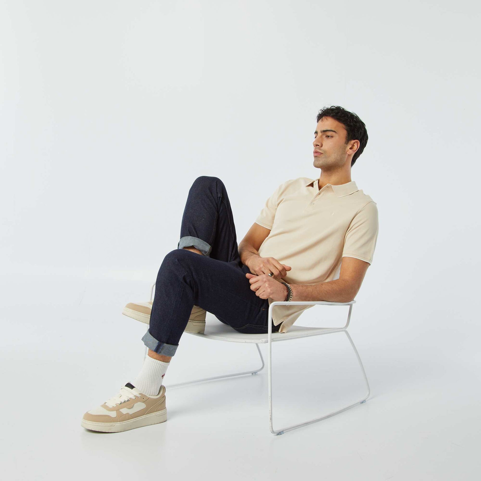 Polo en piqué de coton BEIGE