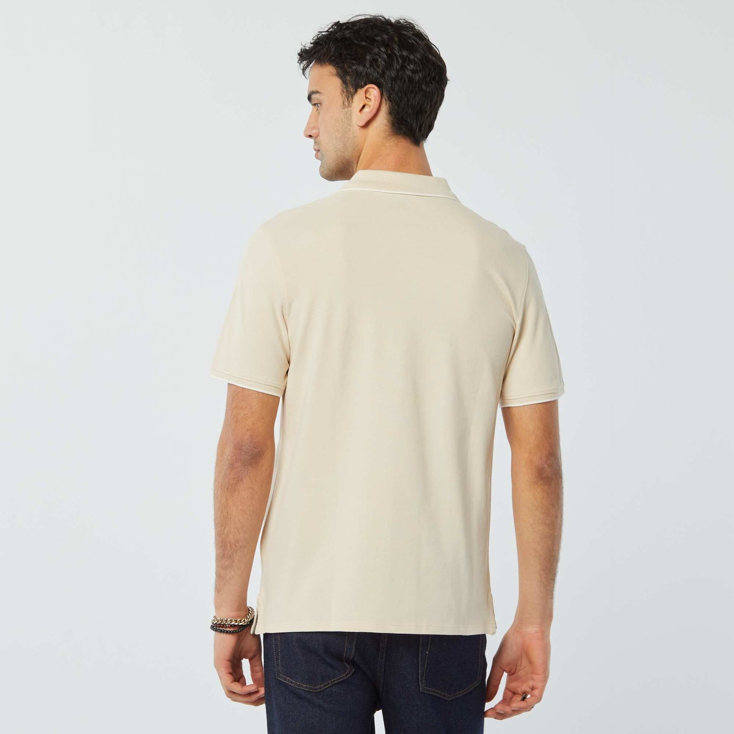 Polo en piqué de coton BEIGE
