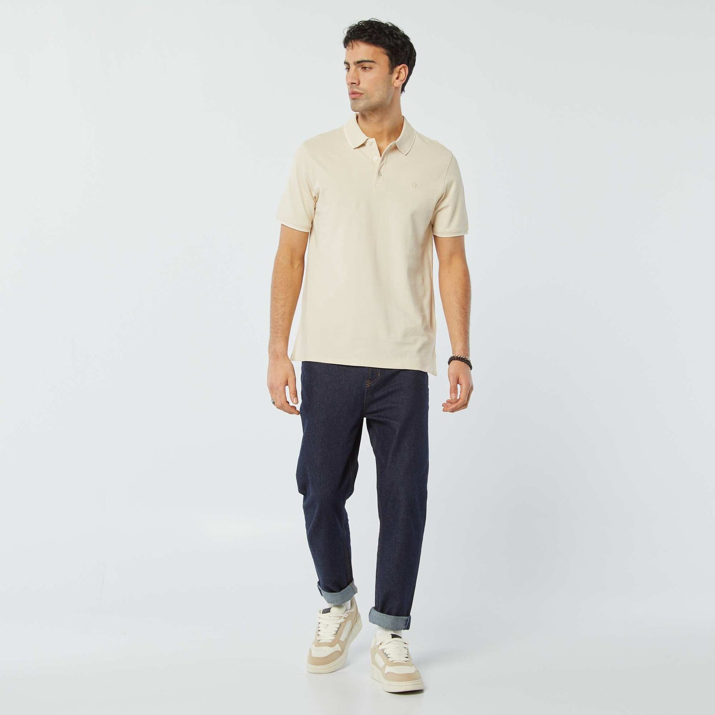 Polo en piqué de coton BEIGE