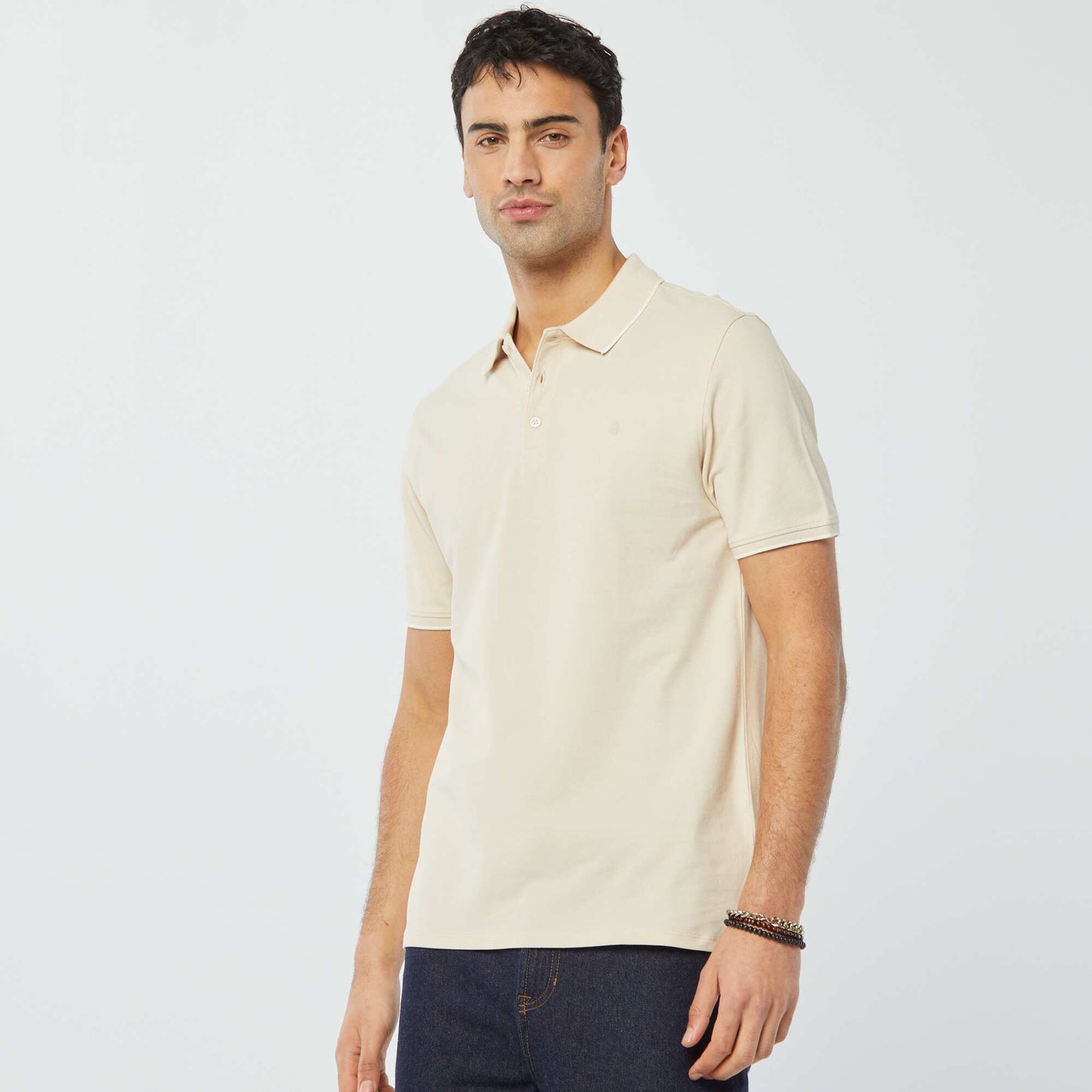 Polo en piqué de coton BEIGE