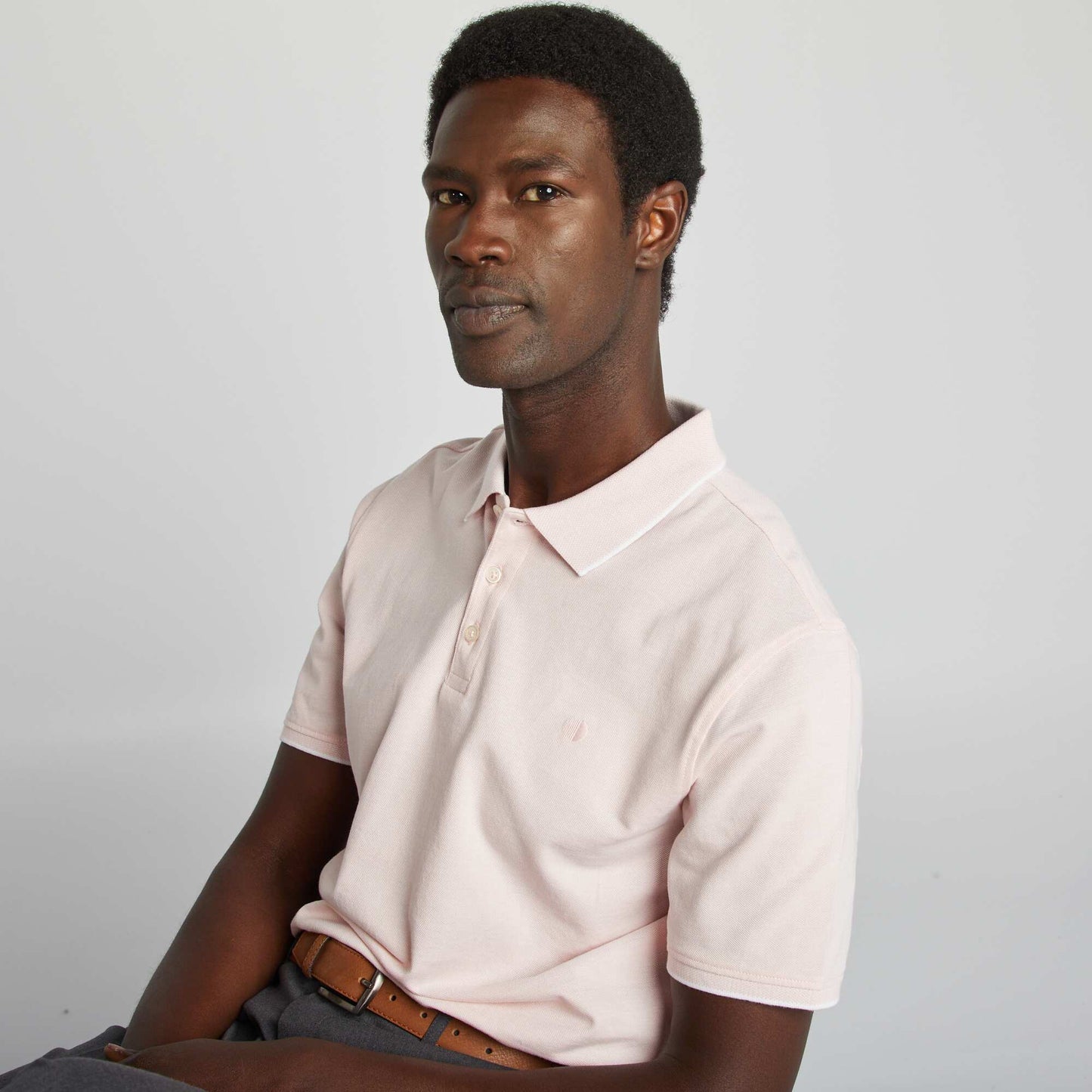 Polo en piqué de coton ROSE PASTEL