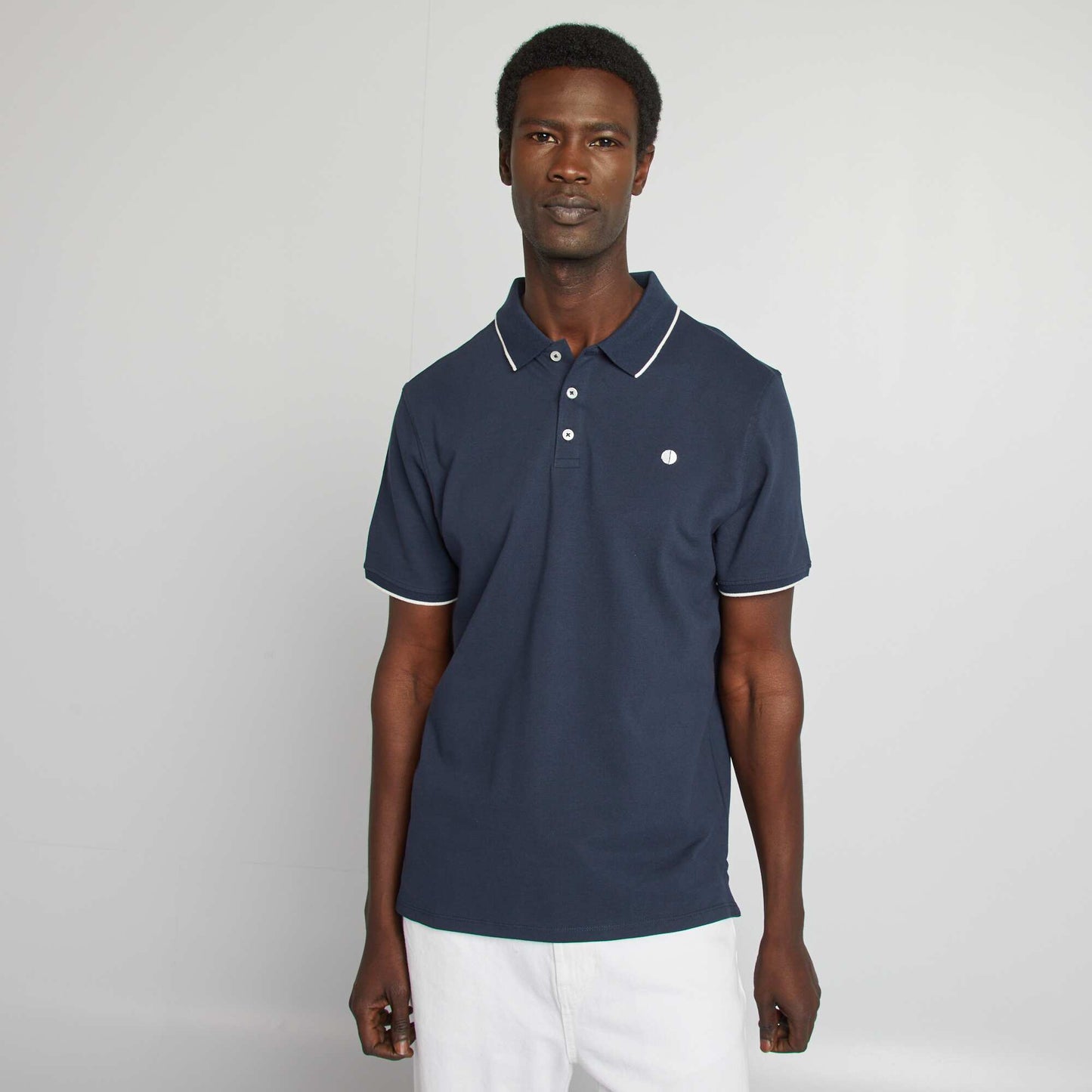 Polo en piqué de coton BLEU MARINE