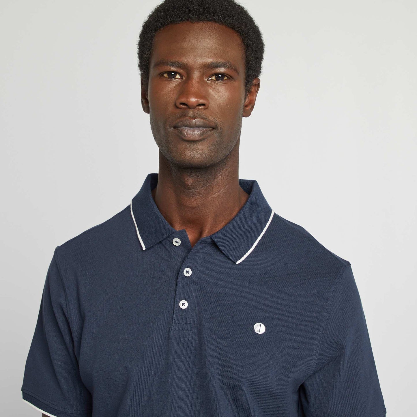 Polo en piqué de coton BLEU MARINE