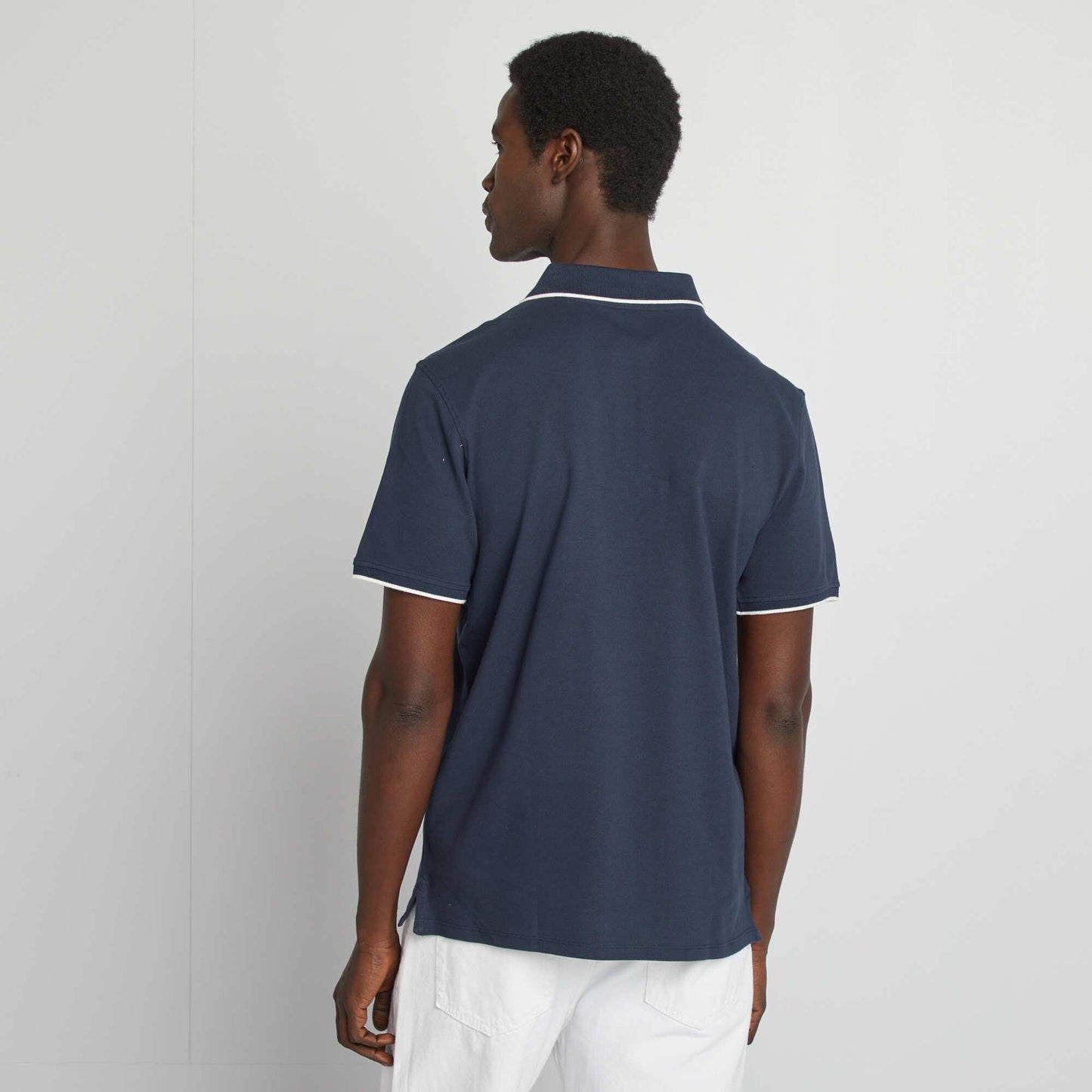 Polo en piqué de coton BLEU MARINE