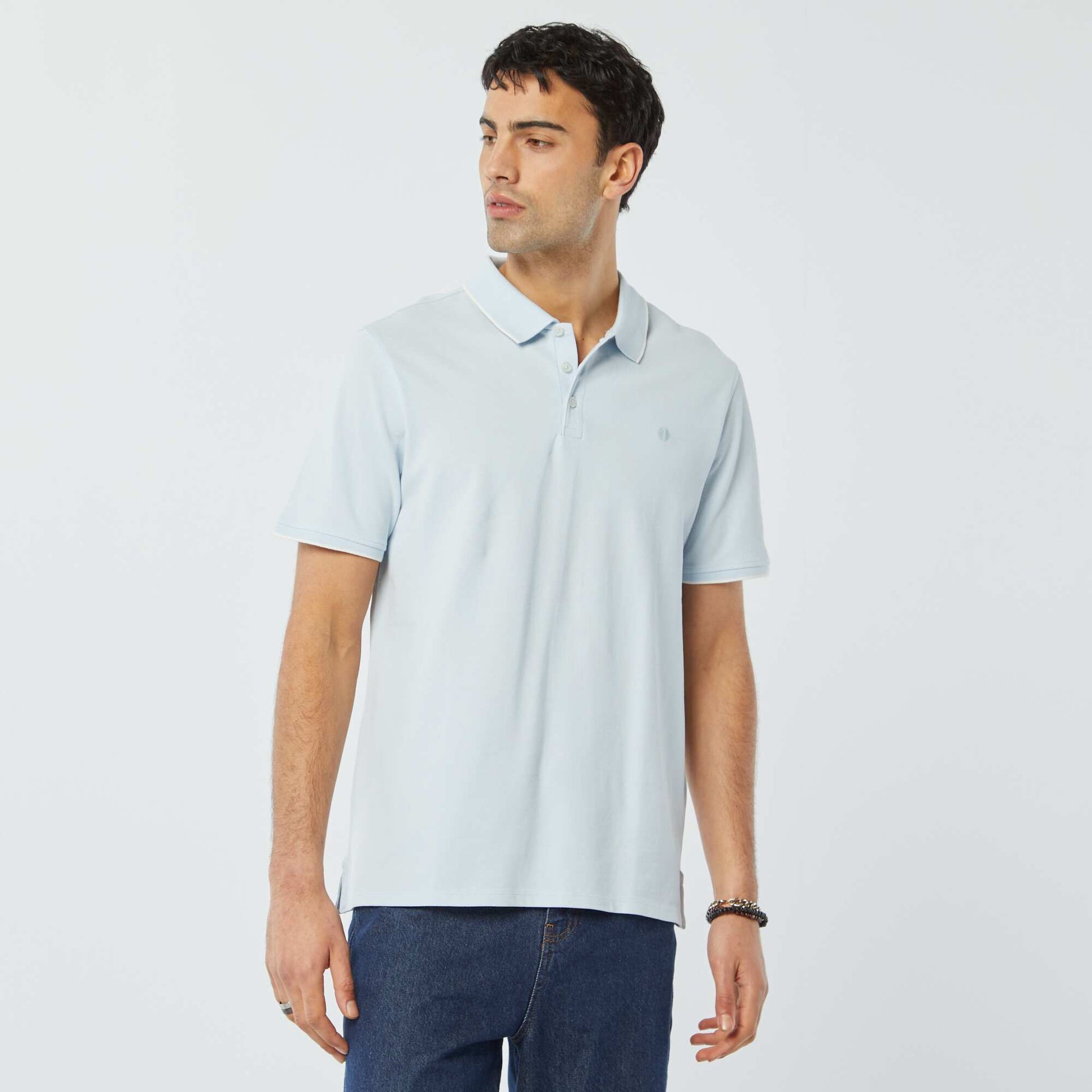 Polo en piqué de coton BLEU CIEL