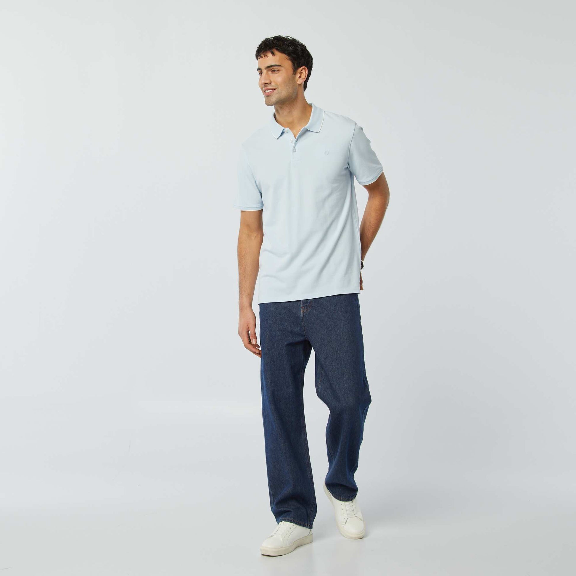 Polo en piqué de coton BLEU CIEL
