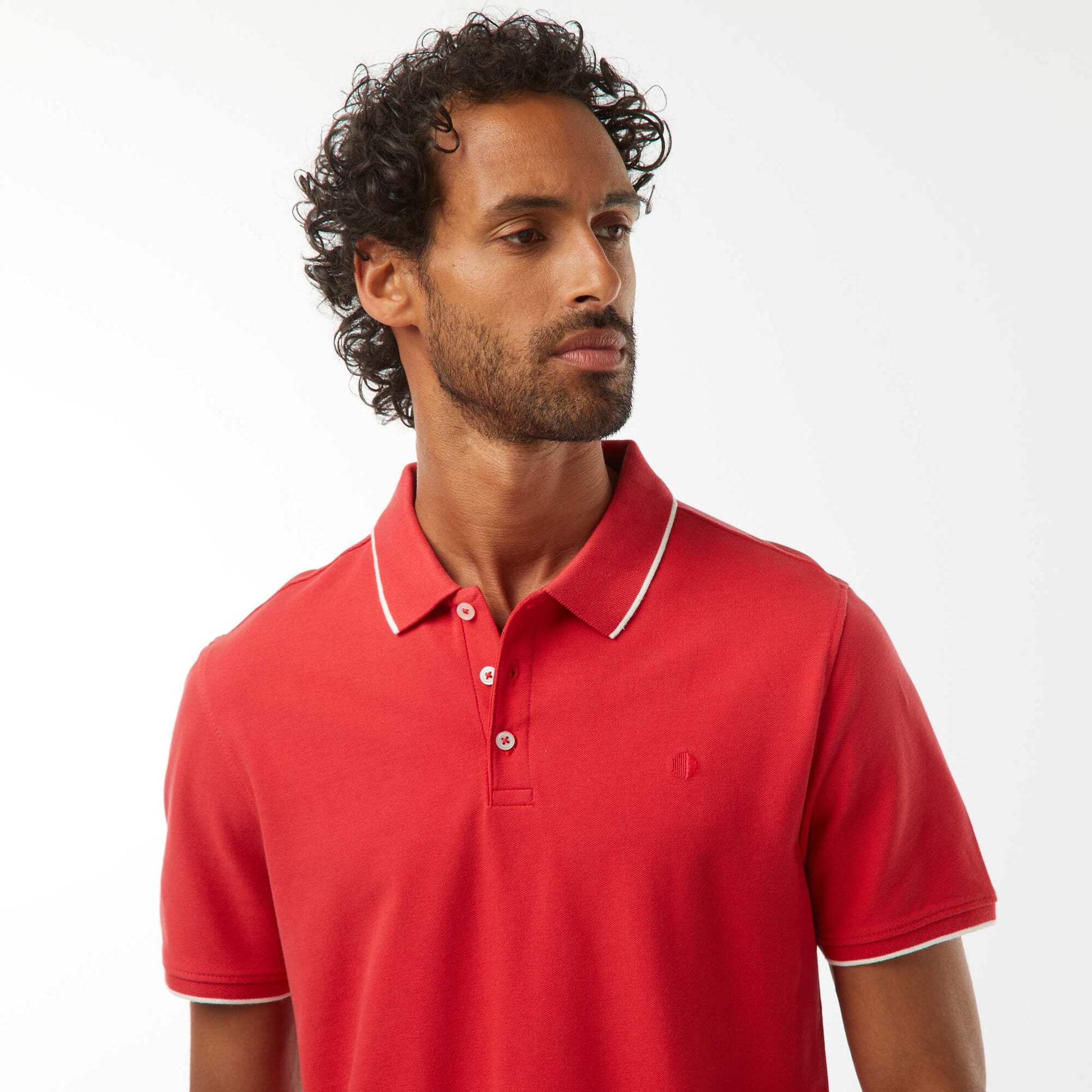 Polo en piqué de coton ROUGE