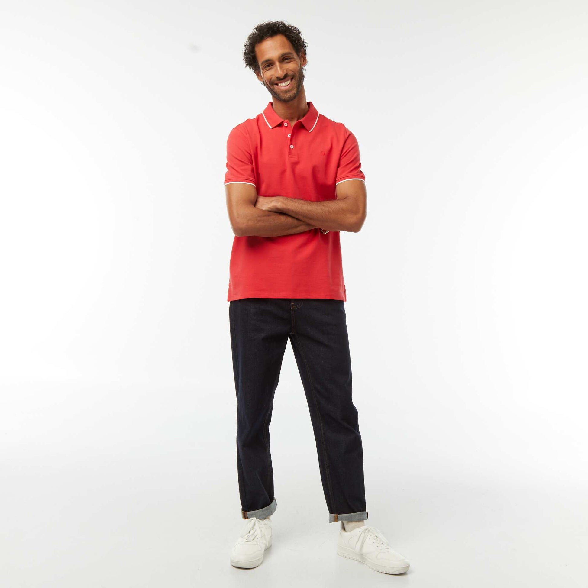Polo en piqué de coton ROUGE