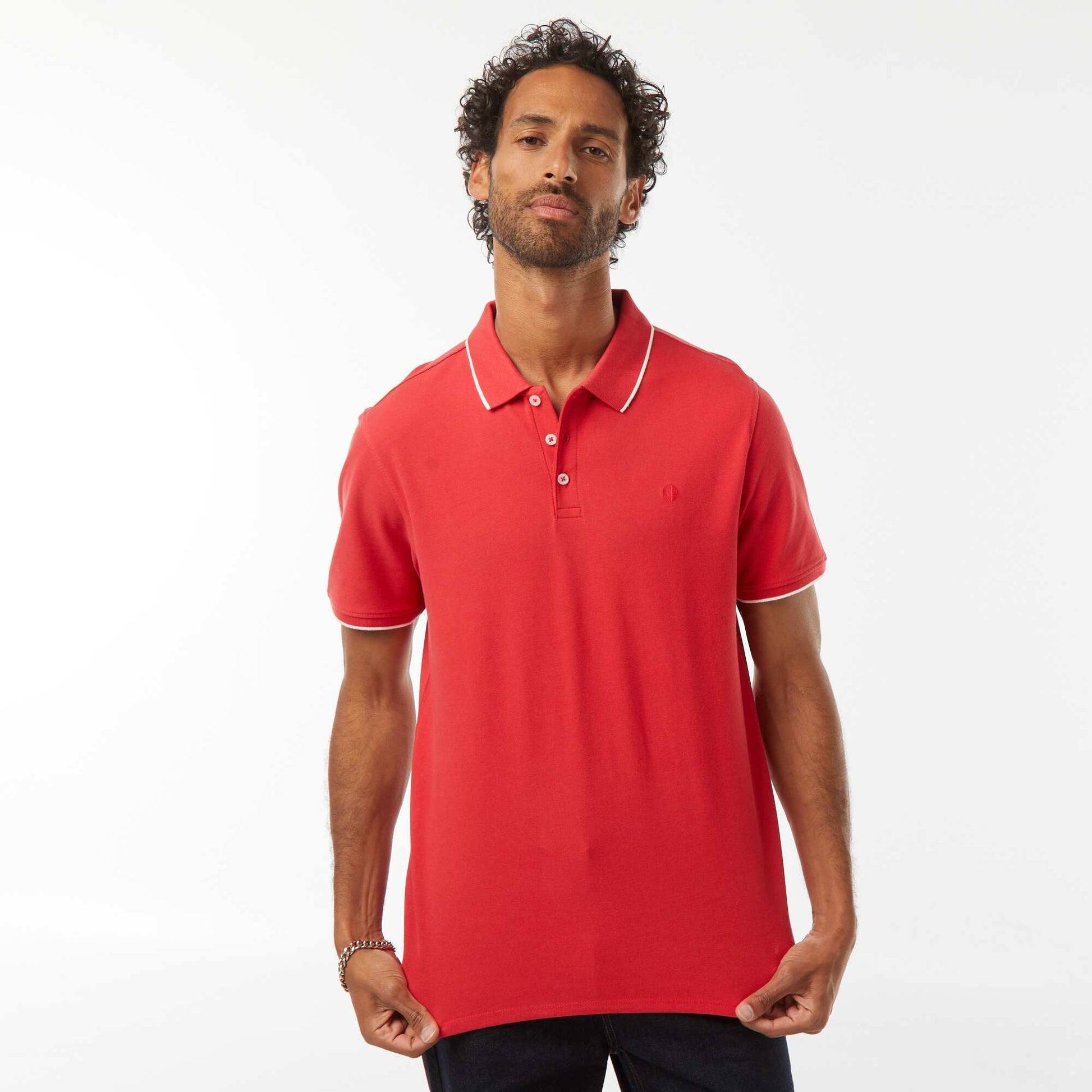 Polo en piqué  de coton ROUGE