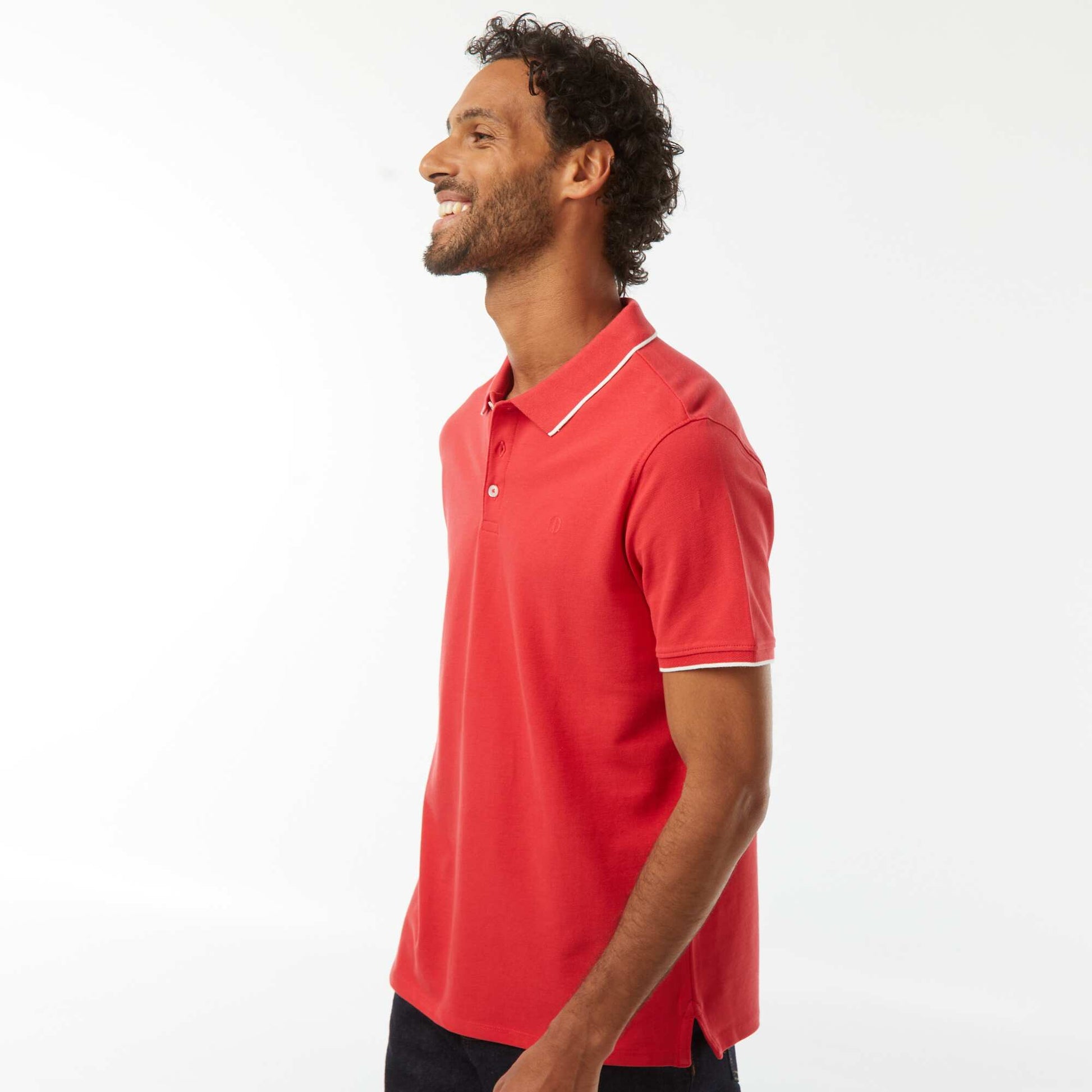 Polo en piqué de coton ROUGE