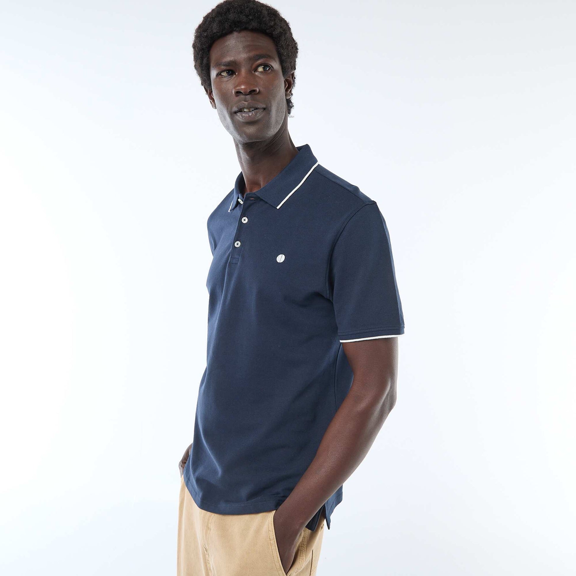 Polo en piqué de coton BEIGE