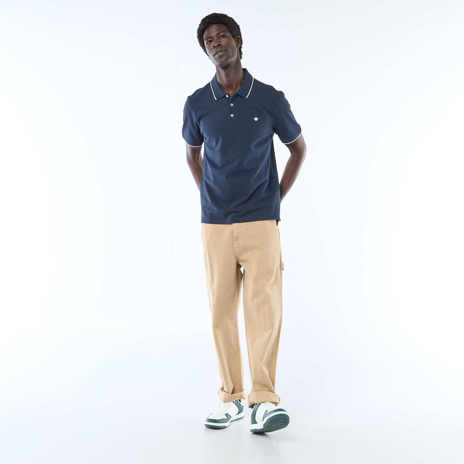 Polo en piqué de coton BEIGE