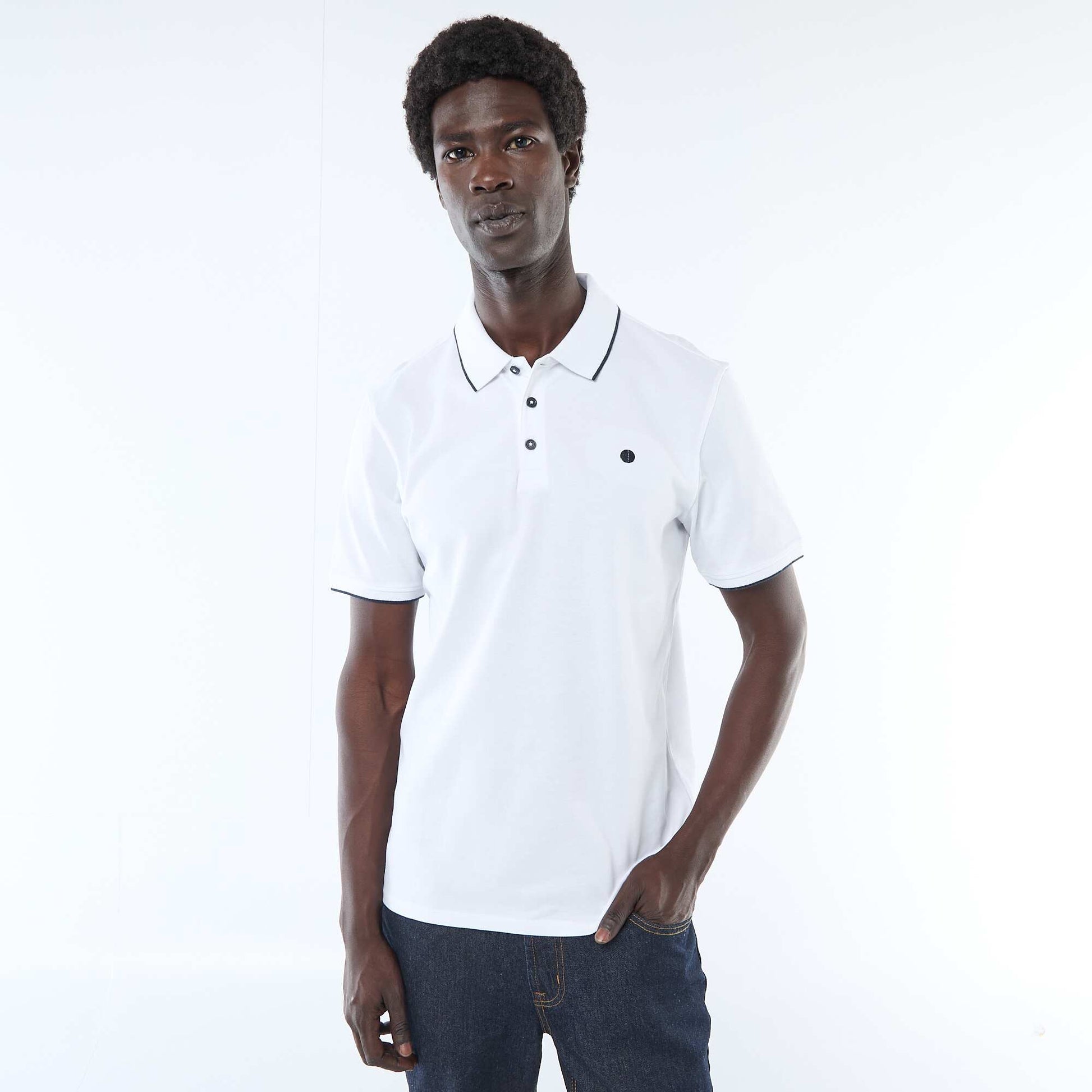 Polo en piqué de coton BLANC