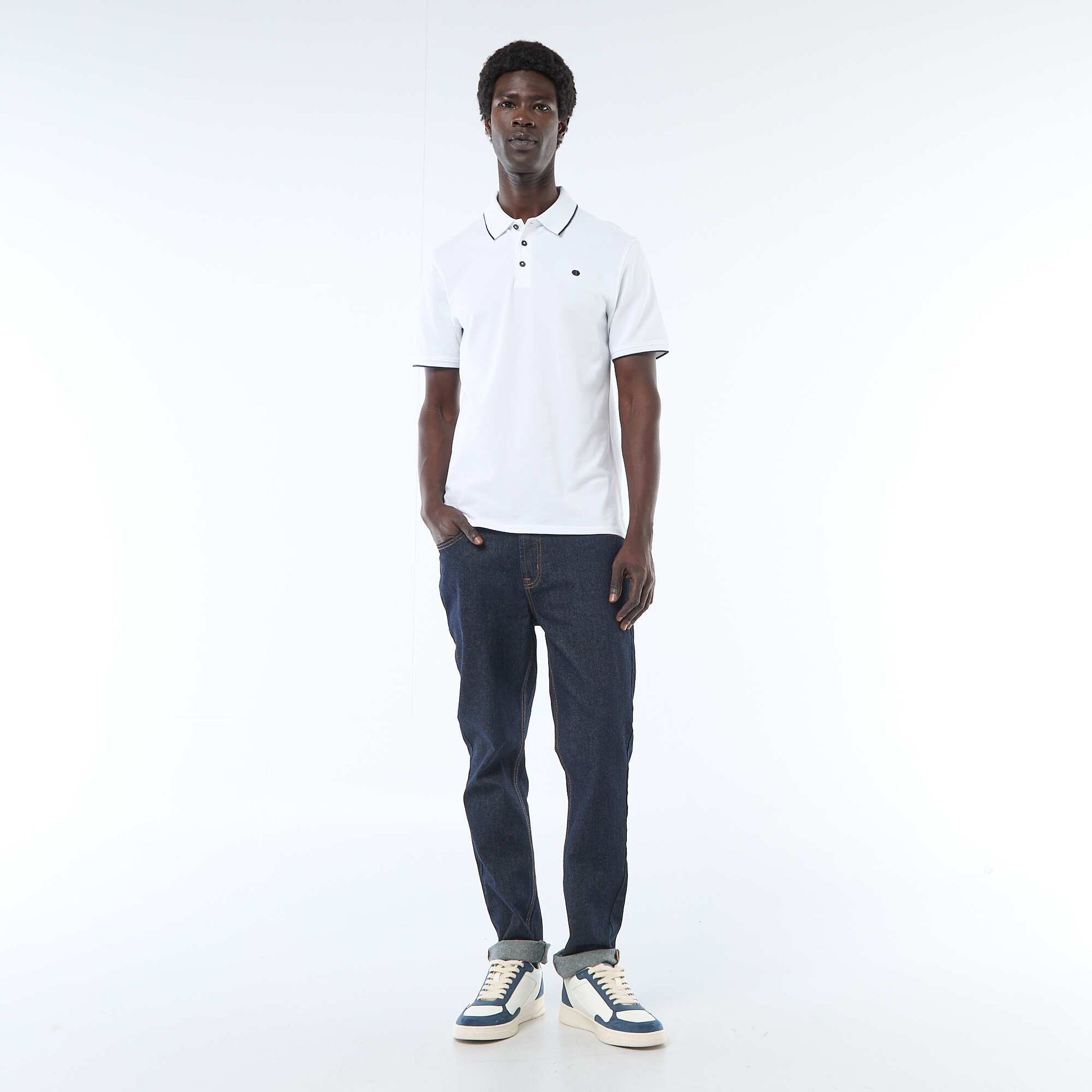 Polo en piqué de coton BLANC