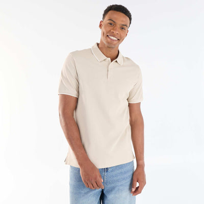 Polo en piqué  de coton BEIGE
